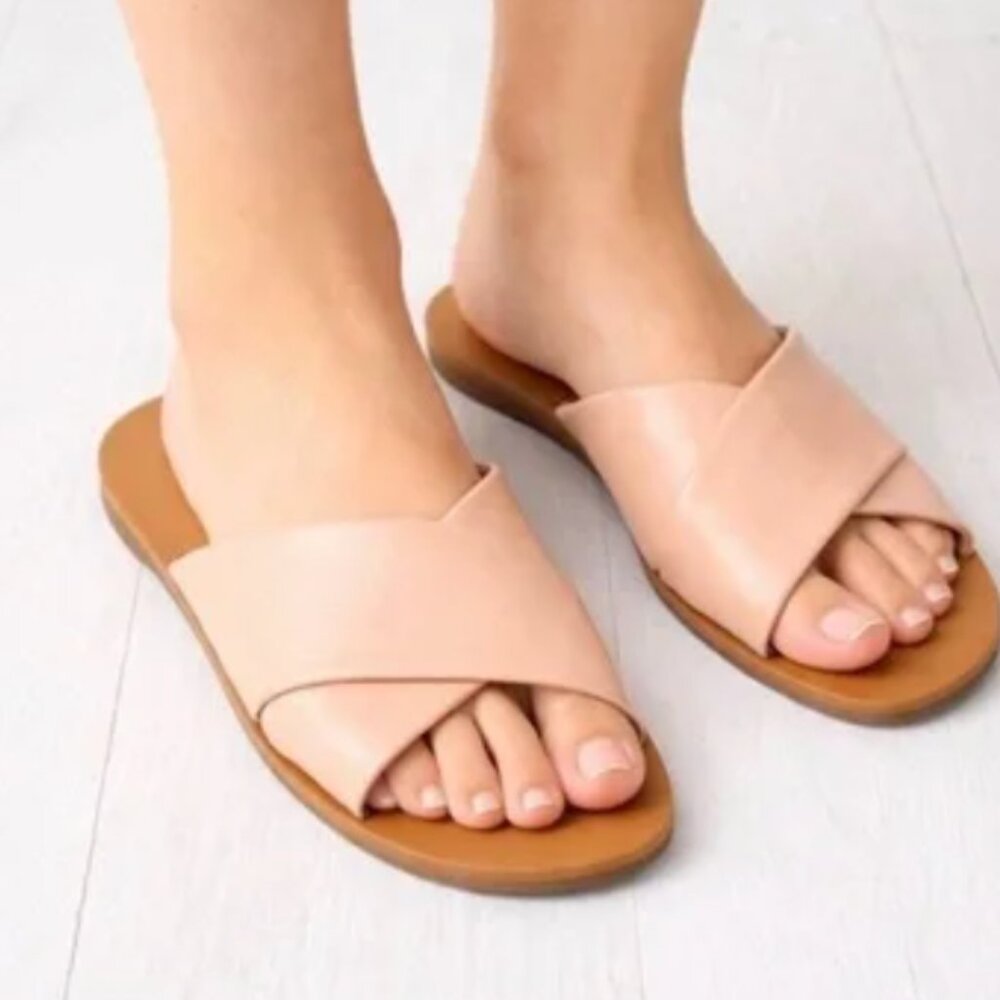 Everlane Crossover Leather Sandals Pink Nude Size 9.5